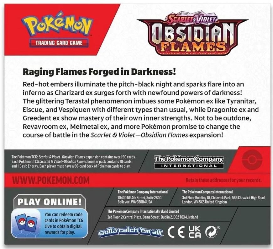 Pokemon Scarlet & Violet Obsidian Flames Booster Box